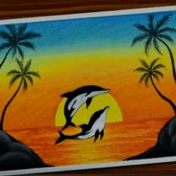 Дельфины — рисунок