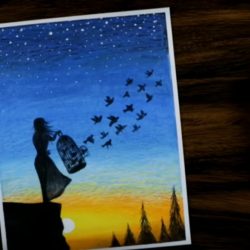 Девушка и птицы - рисунок Девушка и птицы - рисунок