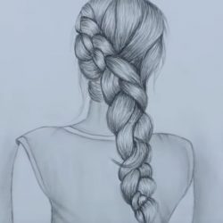 Девушка с косой - рисунок