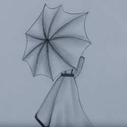 Девушка с зонтом — рисунок