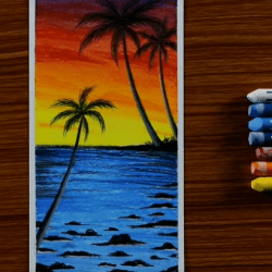 Красивый пляжный пейзаж - рисунок Красивый пляжный пейзаж — рисунок