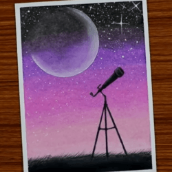Луна в телескоп — рисунок