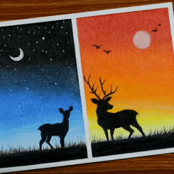 Лунный свет и закат — рисунок