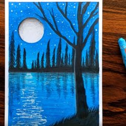 Ночной пруд пейзаж Ночной пруд пейзаж