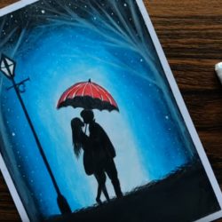 Поцелуй под дождем - рисунок Поцелуй под дождем — рисунок