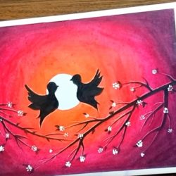 Птички на ветке - рисунок Птички на ветке — рисунок