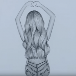 Рисунок девушки со спины