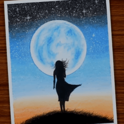 Рисунок - ночная прогулка под луной
