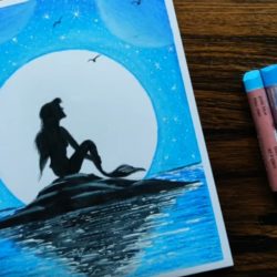 Русалка в лунном свете - рисунок Русалка в лунном свете - рисунок