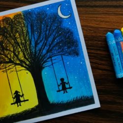 Сцена дня и ночи - рисунок Сцена дня и ночи — рисунок