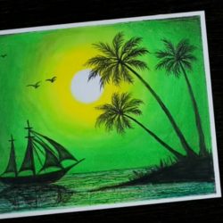 Закат на море - рисунок Закат на море - рисунок