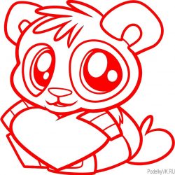 Как нарисовать валентинку панда с сердечком Как нарисовать валентинку панда с сердечком